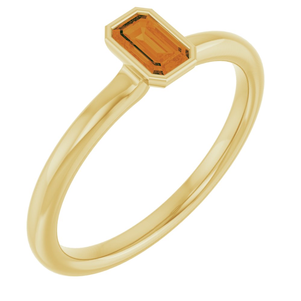 14K Yellow Natural Citrine Stackable Ring