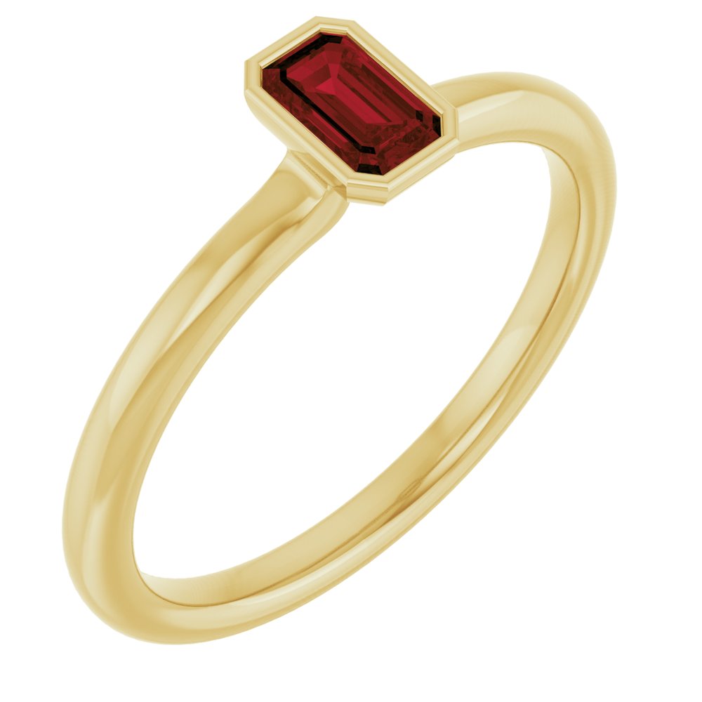 14K Yellow Natural Mozambique Garnet Stackable Ring