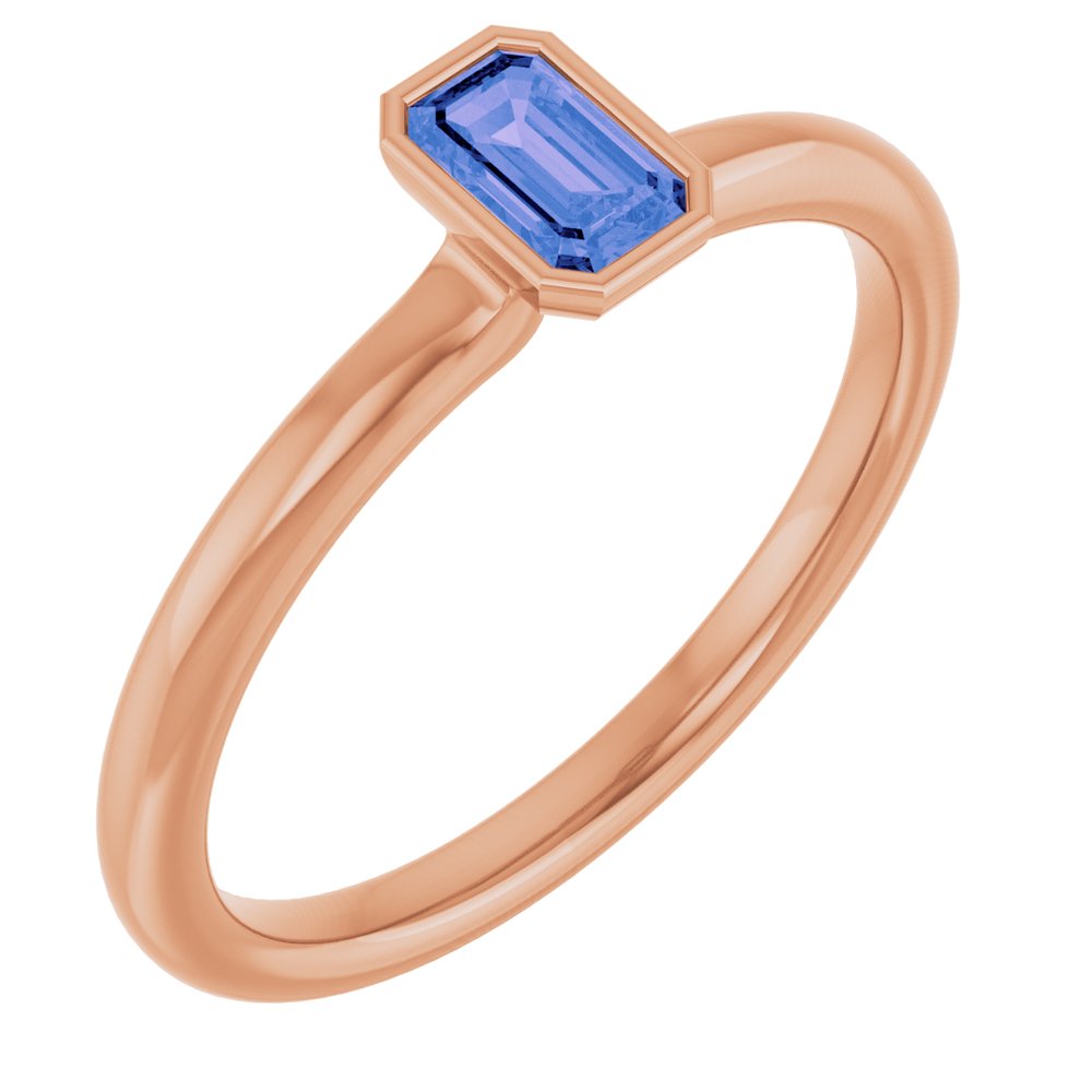 14K Rose Natural Tanzanite Stackable Ring