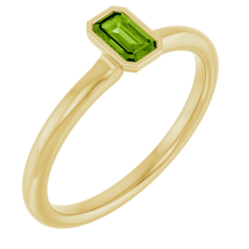 14K Yellow Natural Peridot Stackable Ring