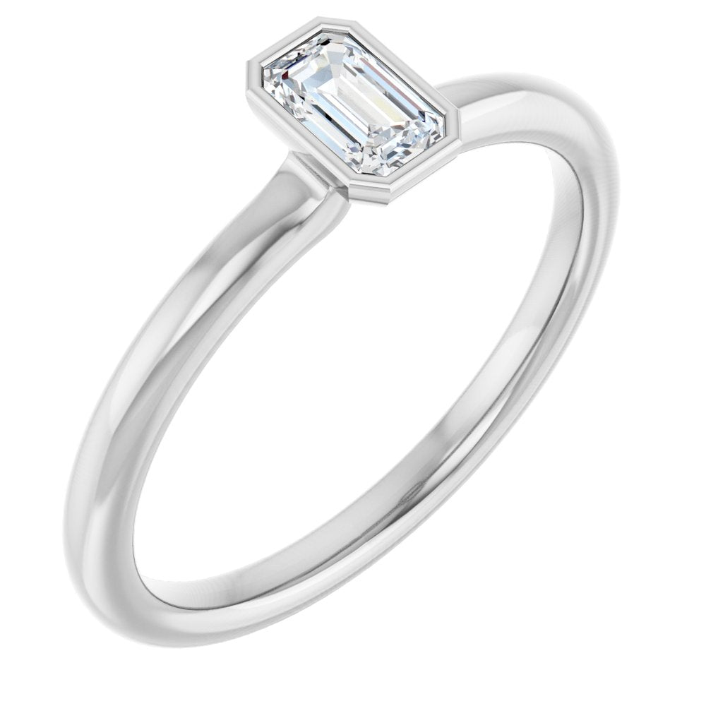 14K White Natural White Sapphire Stackable Ring