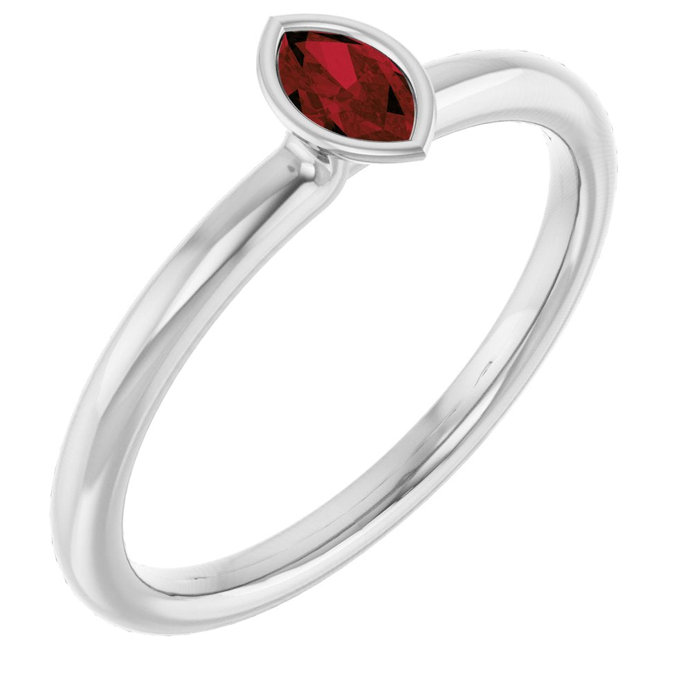 Platinum Natural Mozambique Garnet Stackable Ring