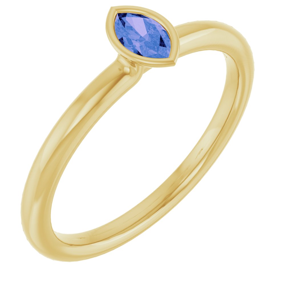 14K Yellow Natural Tanzanite Stackable Ring