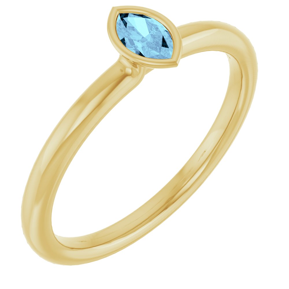 14K Yellow Natural Aquamarine Stackable Ring