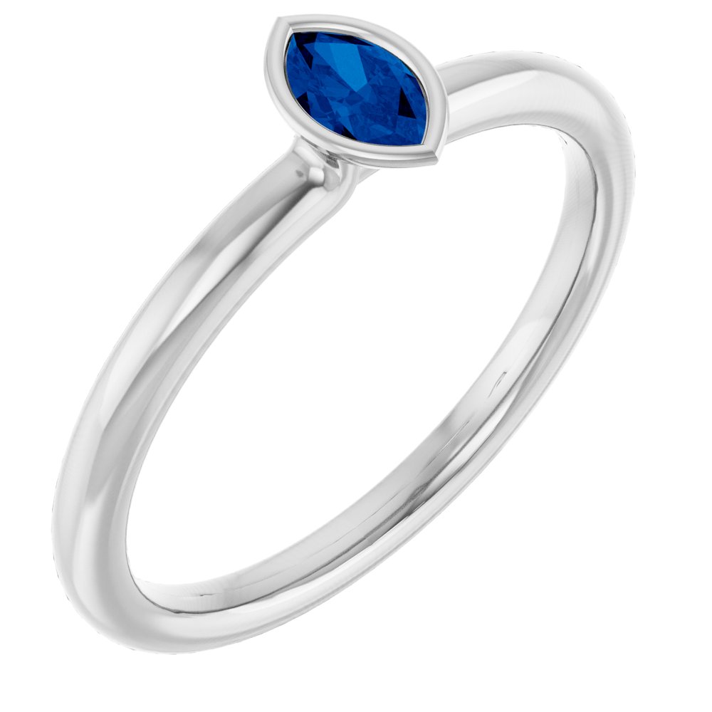 Sterling Silver Lab-Grown Blue Sapphire Stackable Ring