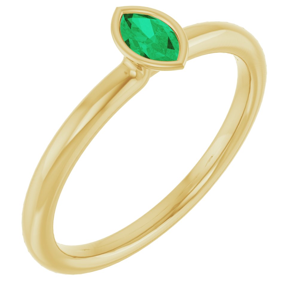 14K Yellow Natural Emerald Stackable Ring