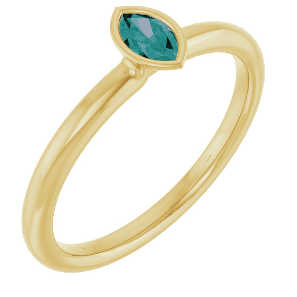 14K Yellow Lab-Grown Alexandrite Stackable Ring