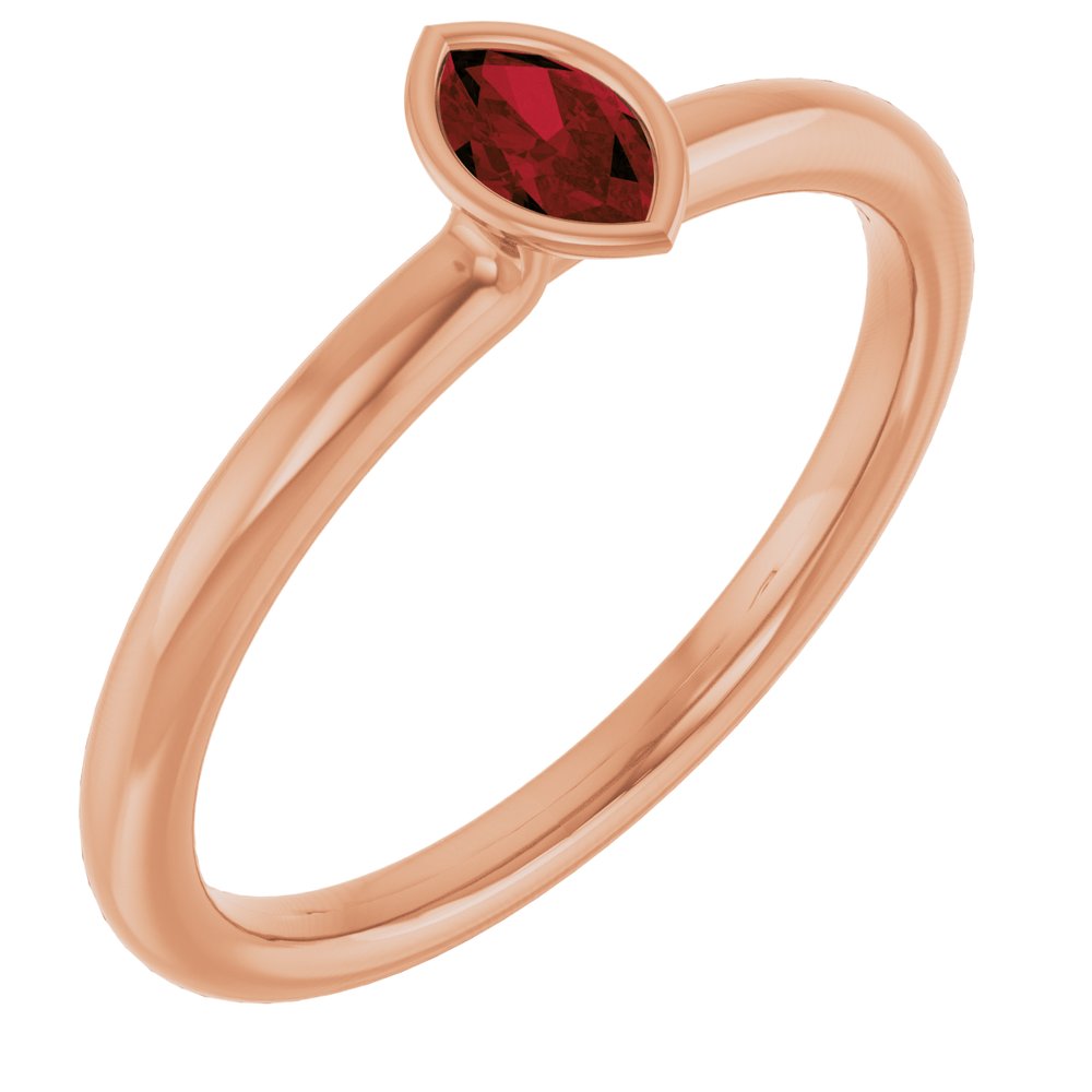 14K Rose Natural Mozambique Garnet Stackable Ring