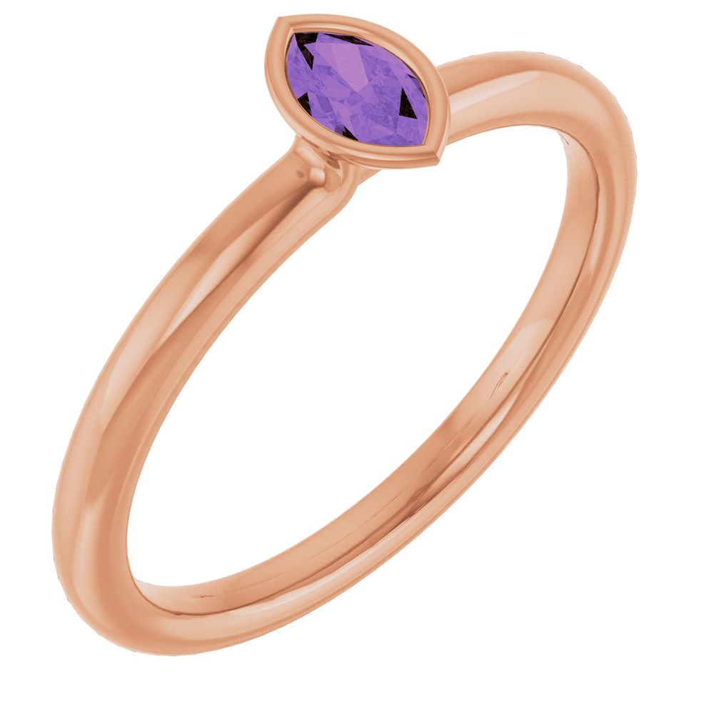 14K Rose Natural Amethyst Stackable Ring