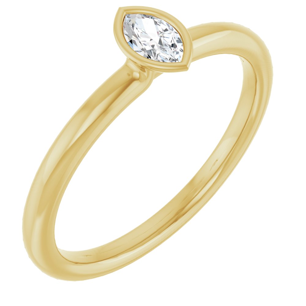 14K Yellow Natural White Sapphire Stackable Ring