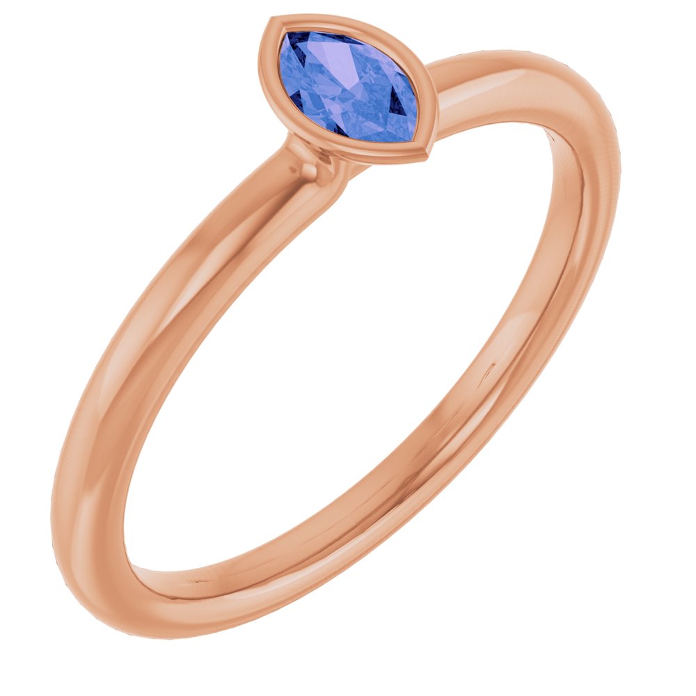 14K Rose Natural Tanzanite Stackable Ring