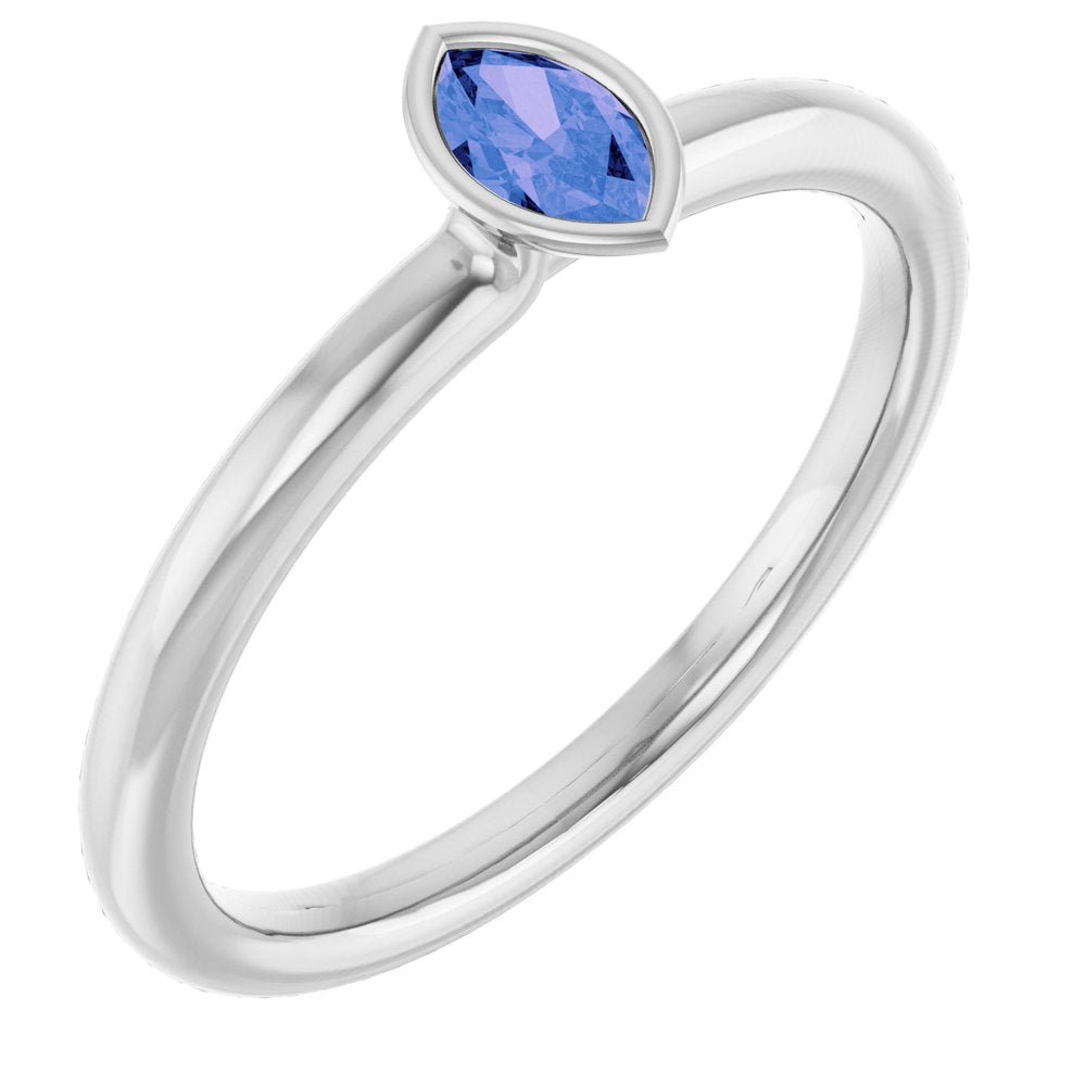 Sterling Silver Natural Tanzanite Stackable Ring