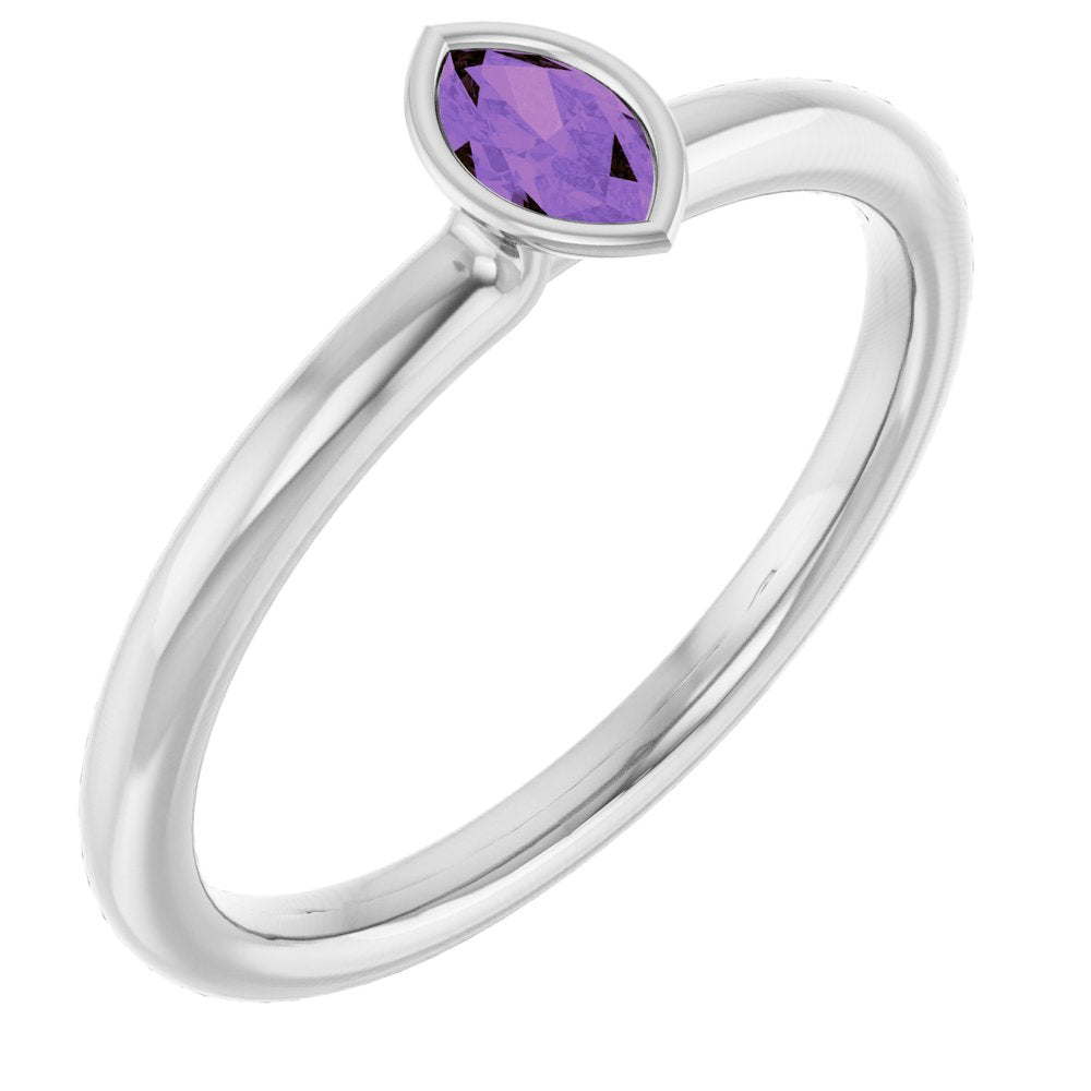 Platinum Natural Amethyst Stackable Ring