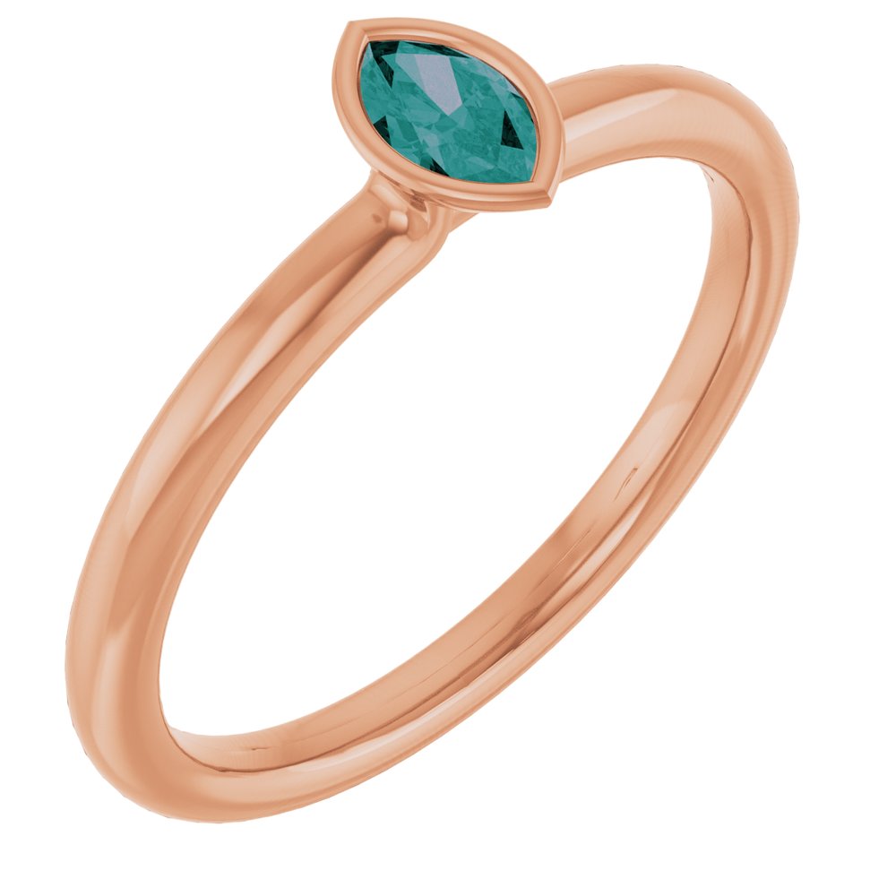 14K Rose Lab-Grown Alexandrite Stackable Ring