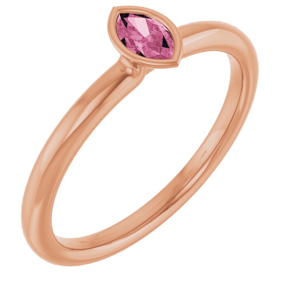 14K Rose Natural Pink Tourmaline Stackable Ring