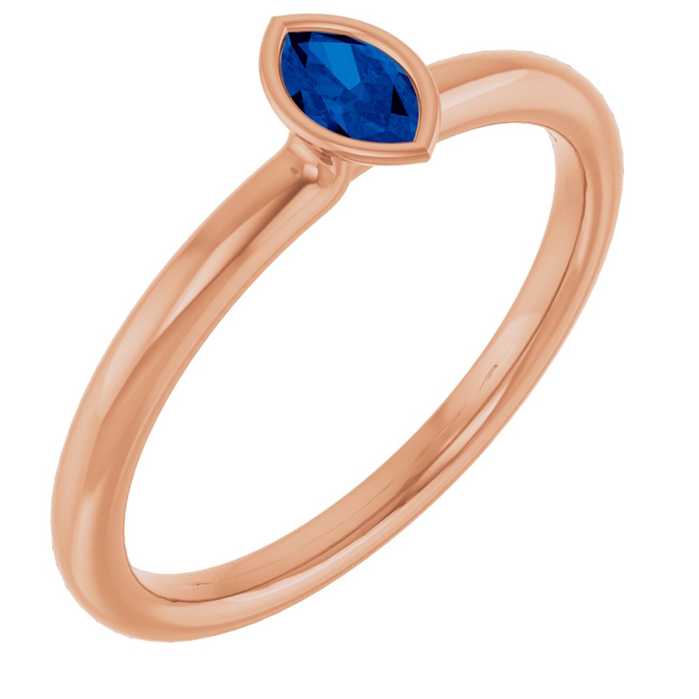 14K Rose Natural Blue Sapphire Stackable Ring