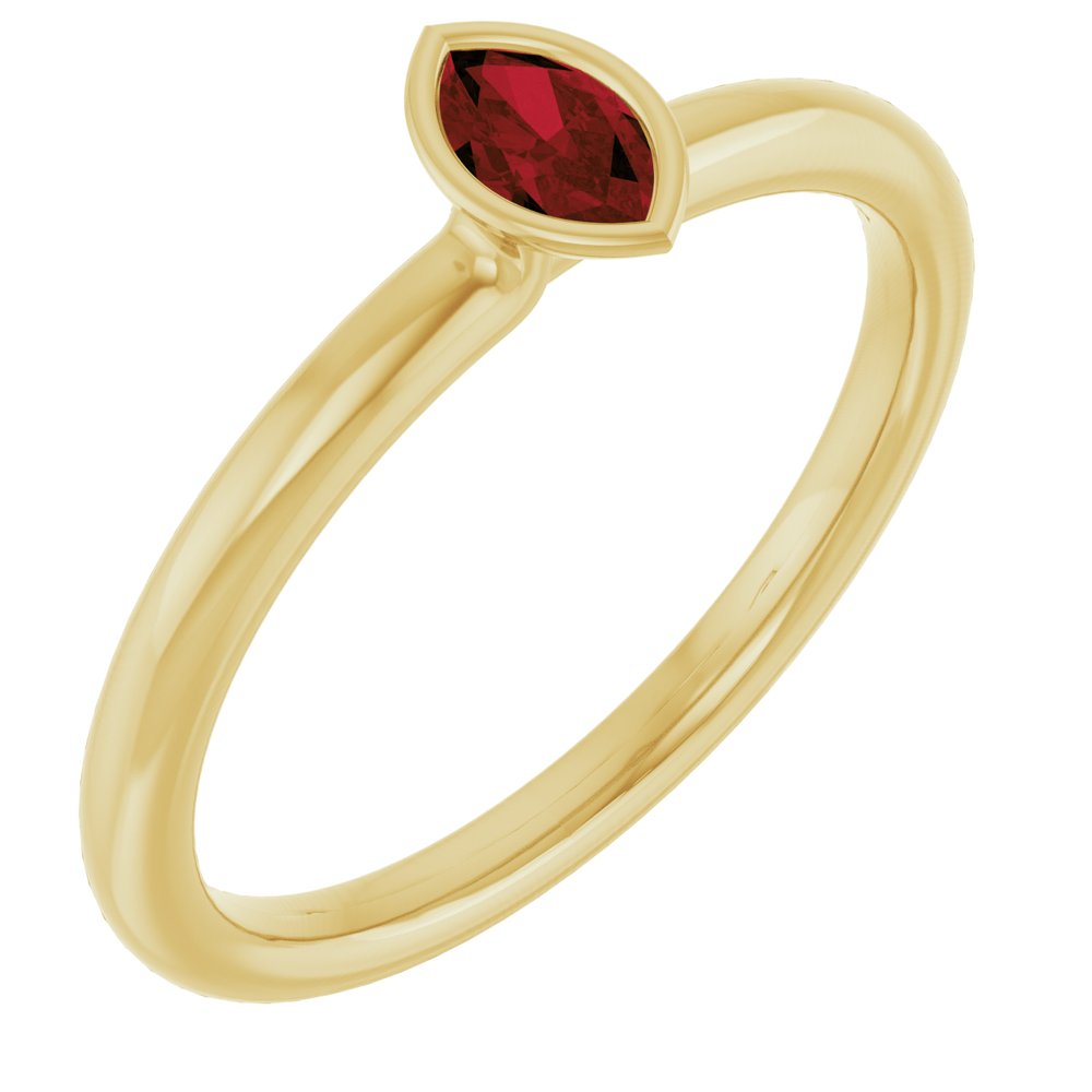 14K Yellow Natural Mozambique Garnet Stackable Ring