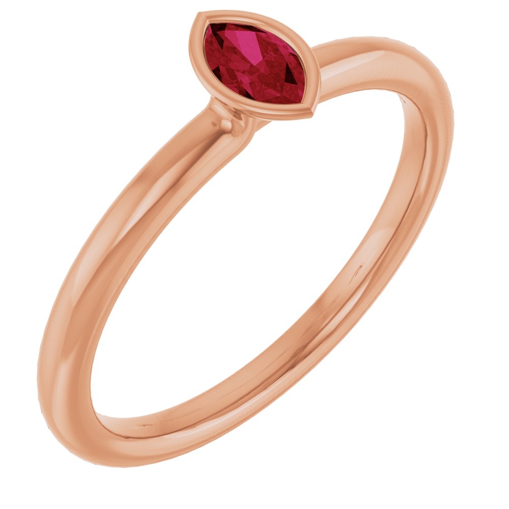 14K Rose Lab-Grown Ruby Stackable Ring