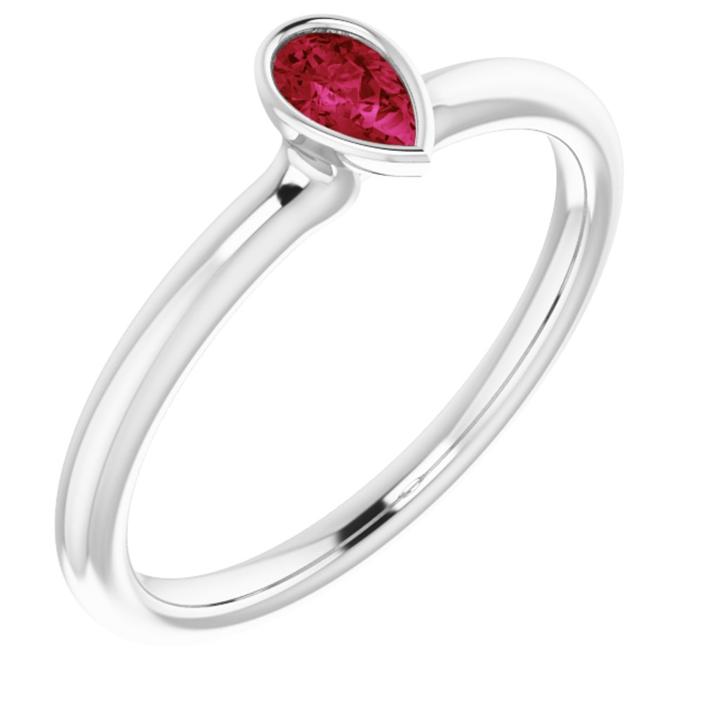 Platinum Natural Ruby Stackable Ring