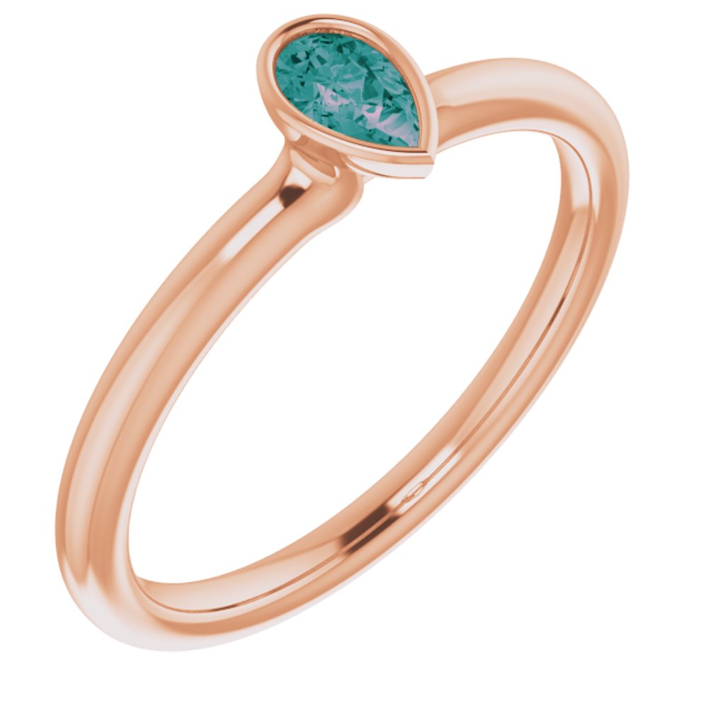 14K Rose Lab-Grown Alexandrite Stackable Ring