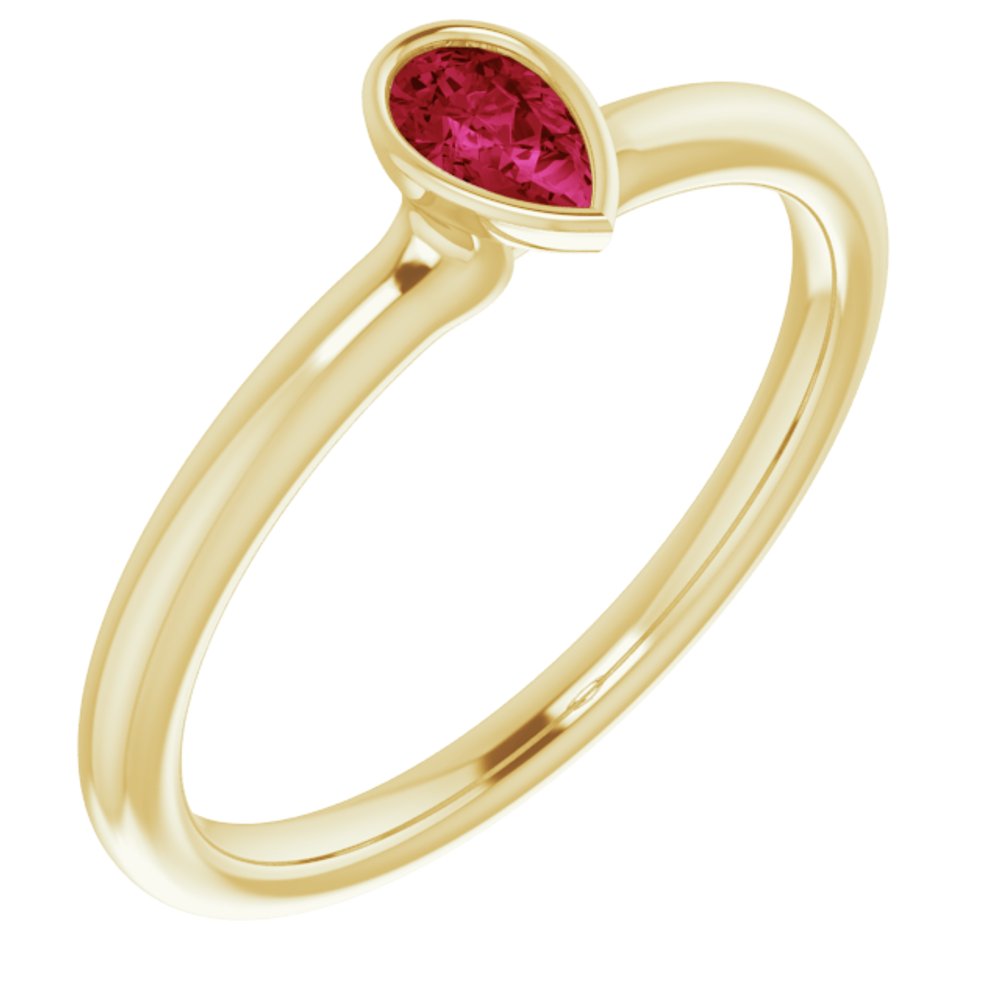 14K Yellow Natural Ruby Stackable Ring