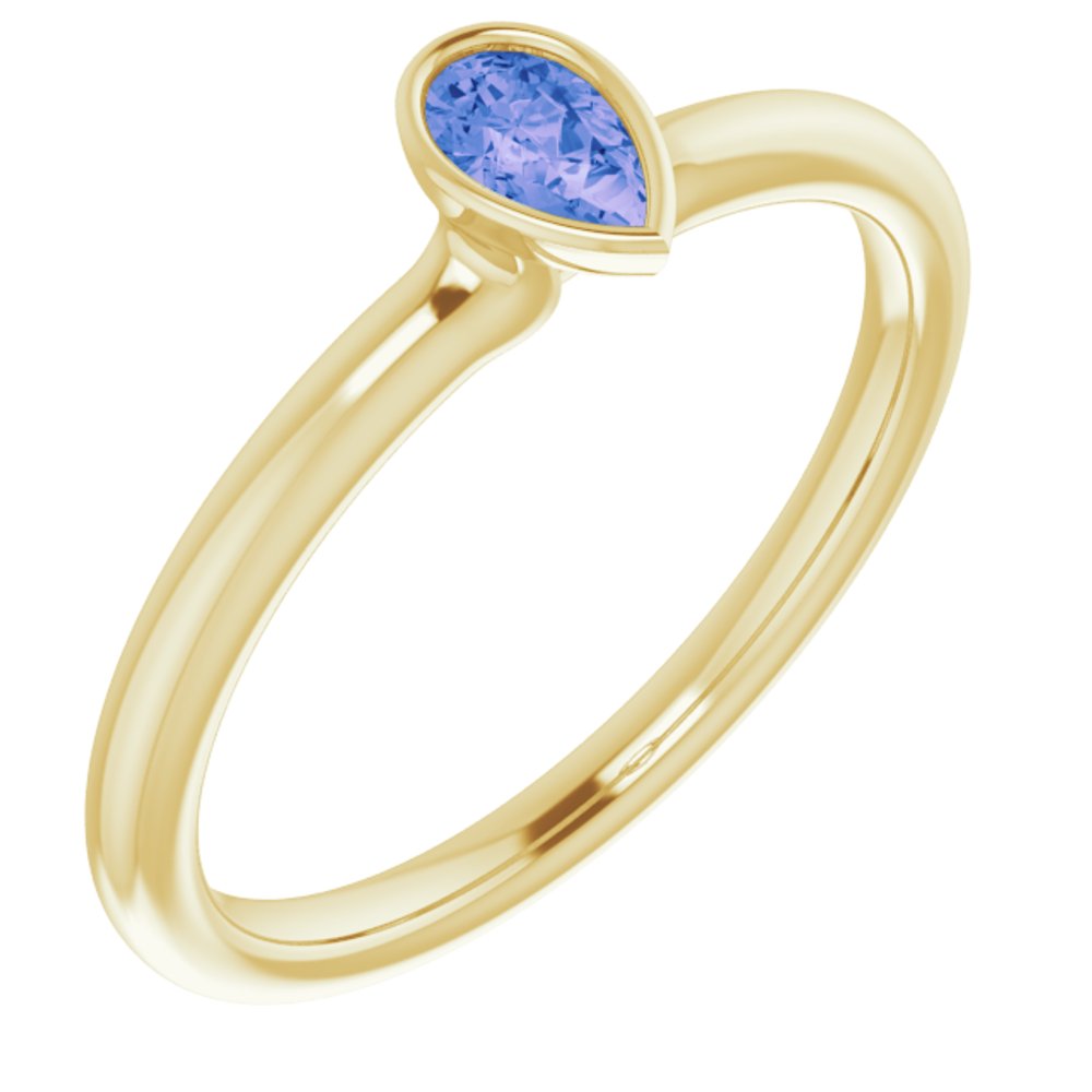 14K Yellow Natural Tanzanite Stackable Ring