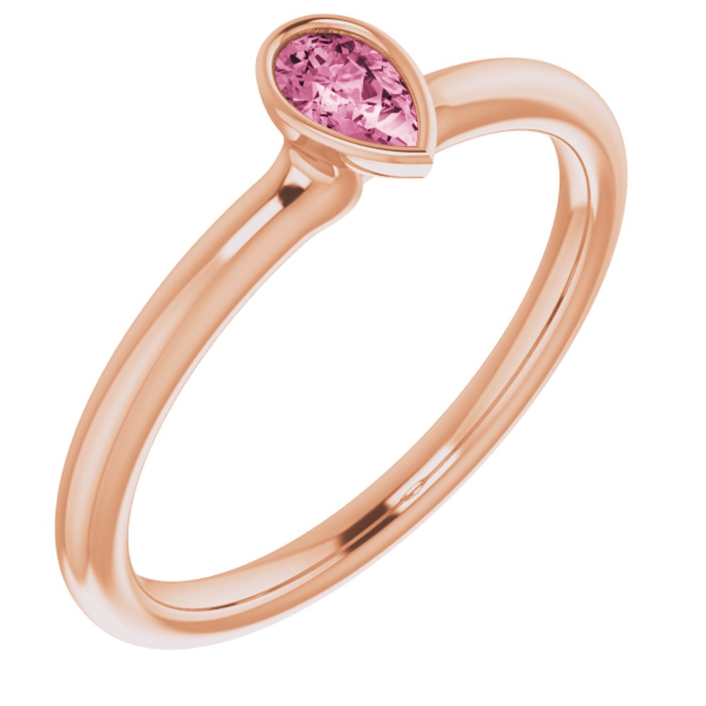 14K Rose Natural Pink Tourmaline Stackable Ring