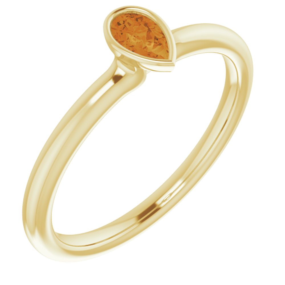 14K Yellow Natural Citrine Stackable Ring