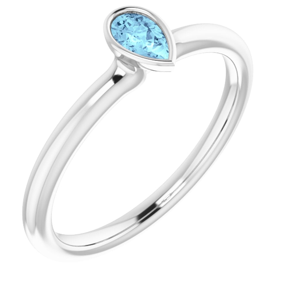 Sterling Silver Natural Aquamarine Stackable Ring