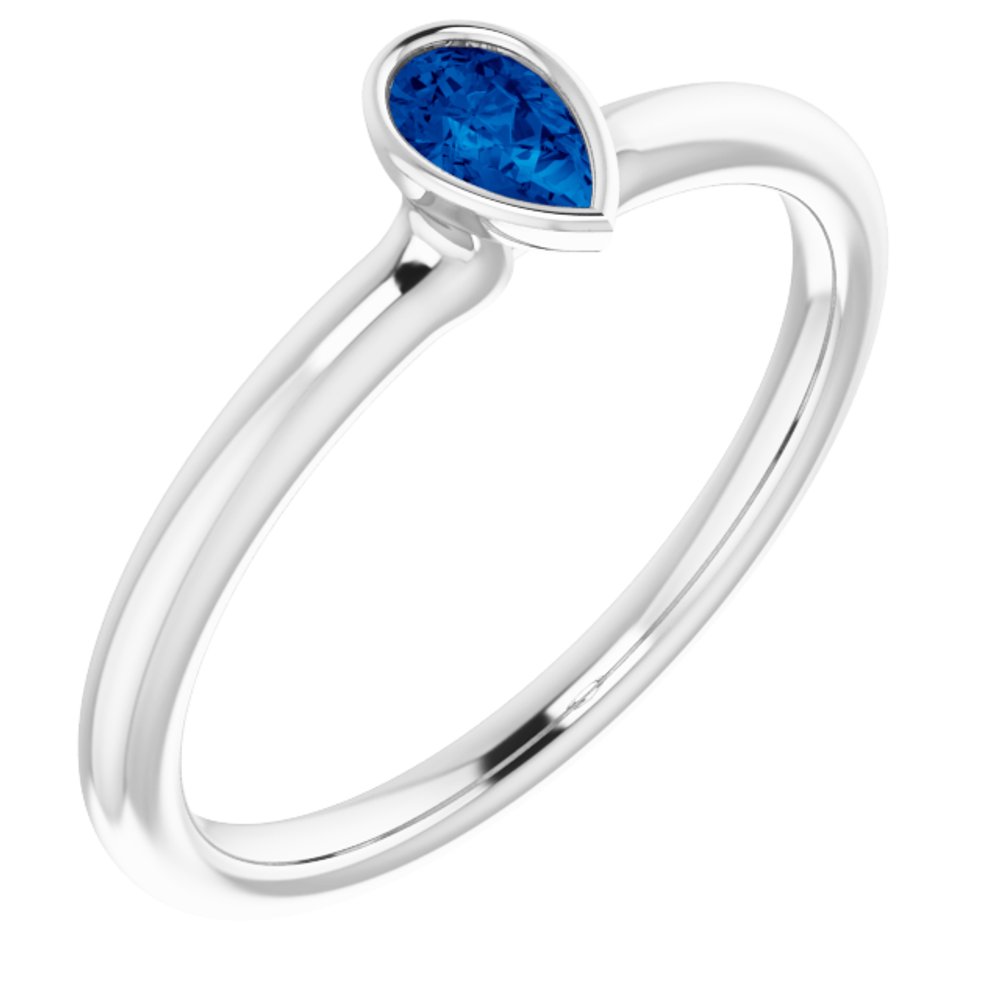 Sterling Silver Natural Blue Sapphire Stackable Ring