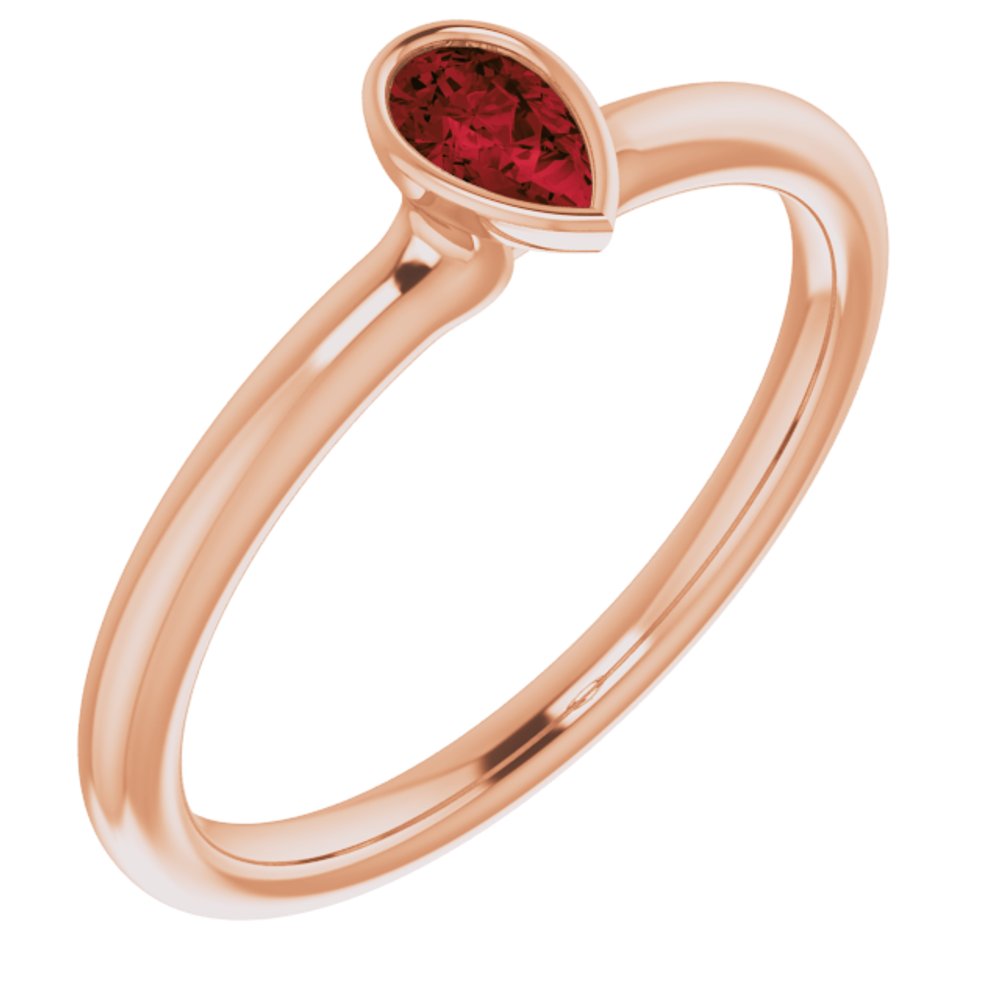 14K Rose Natural Mozambique Garnet Stackable Ring