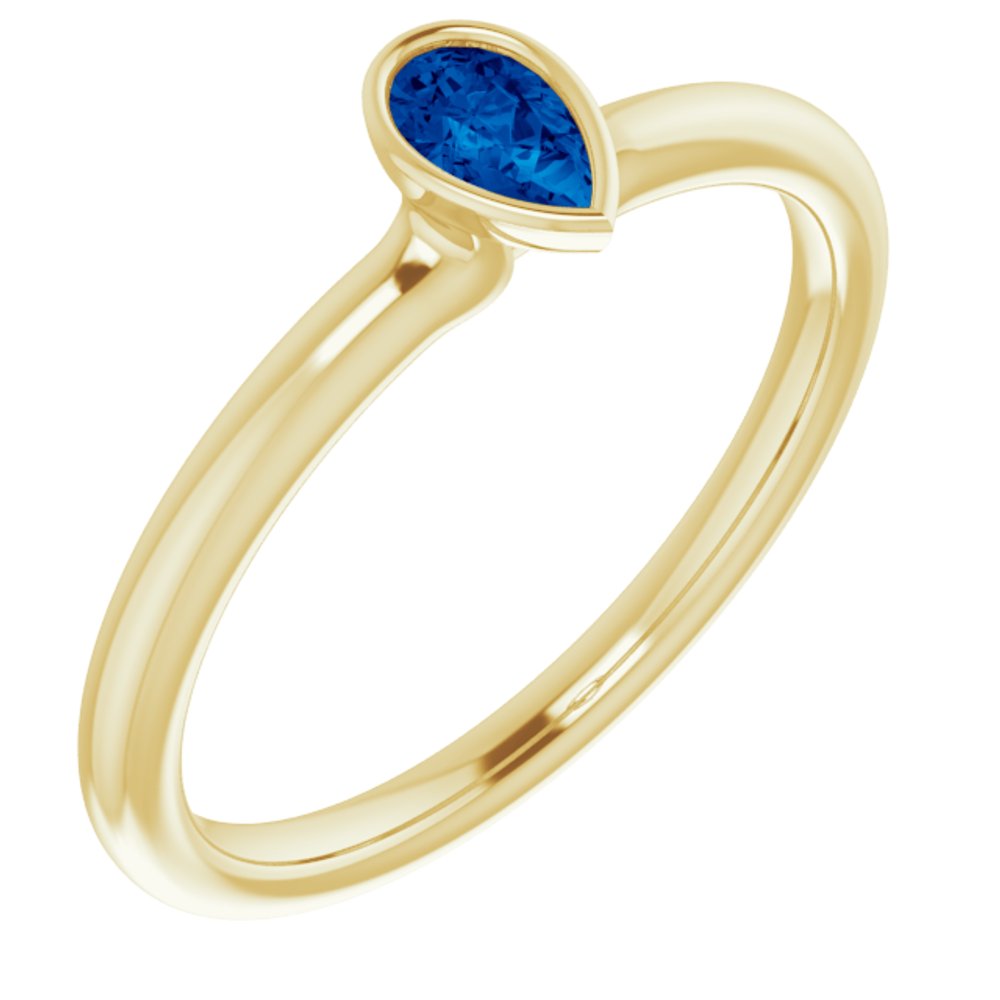 14K Yellow Lab-Grown Blue Sapphire Stackable Ring