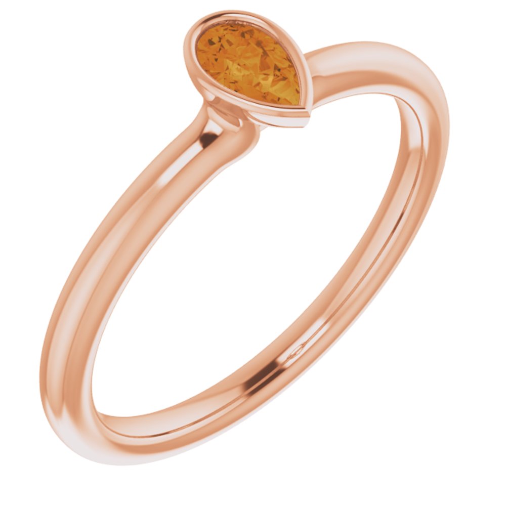 14K Rose Natural Citrine Stackable Ring