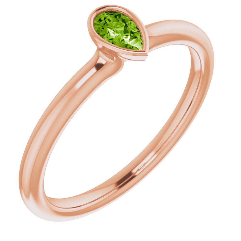 14K Rose Natural Peridot Stackable Ring