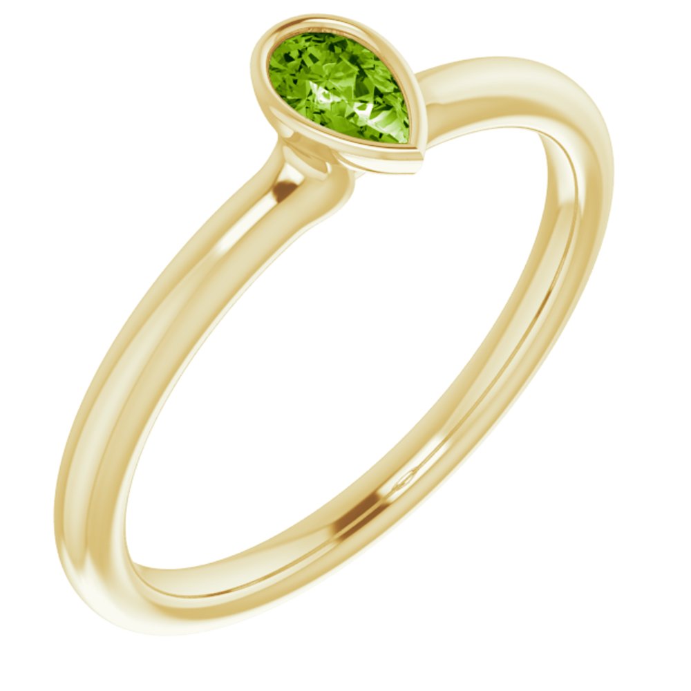 14K Yellow Natural Peridot Stackable Ring