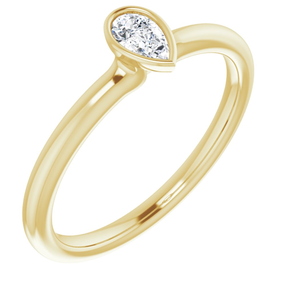 14K Yellow Natural White Sapphire Stackable Ring