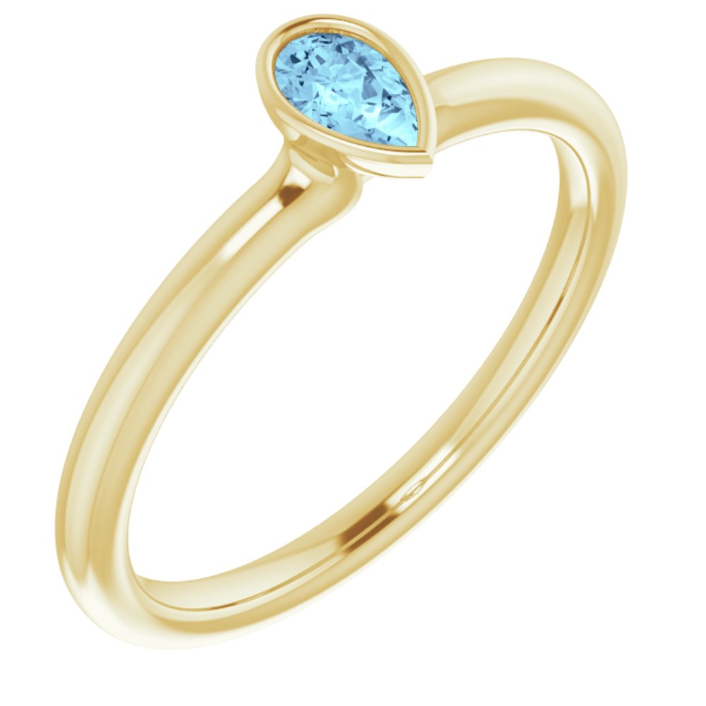 14K Yellow Natural Aquamarine Stackable Ring