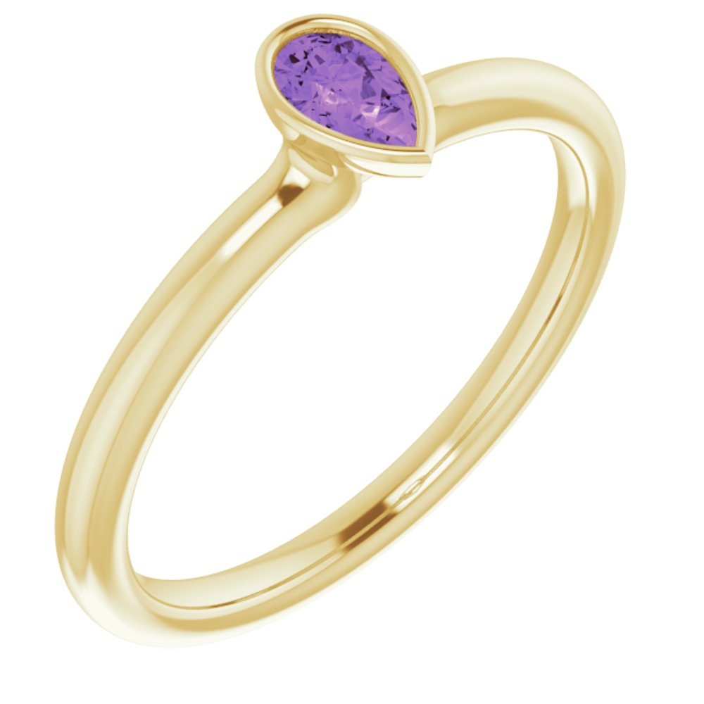 14K Yellow Natural Amethyst Stackable Ring