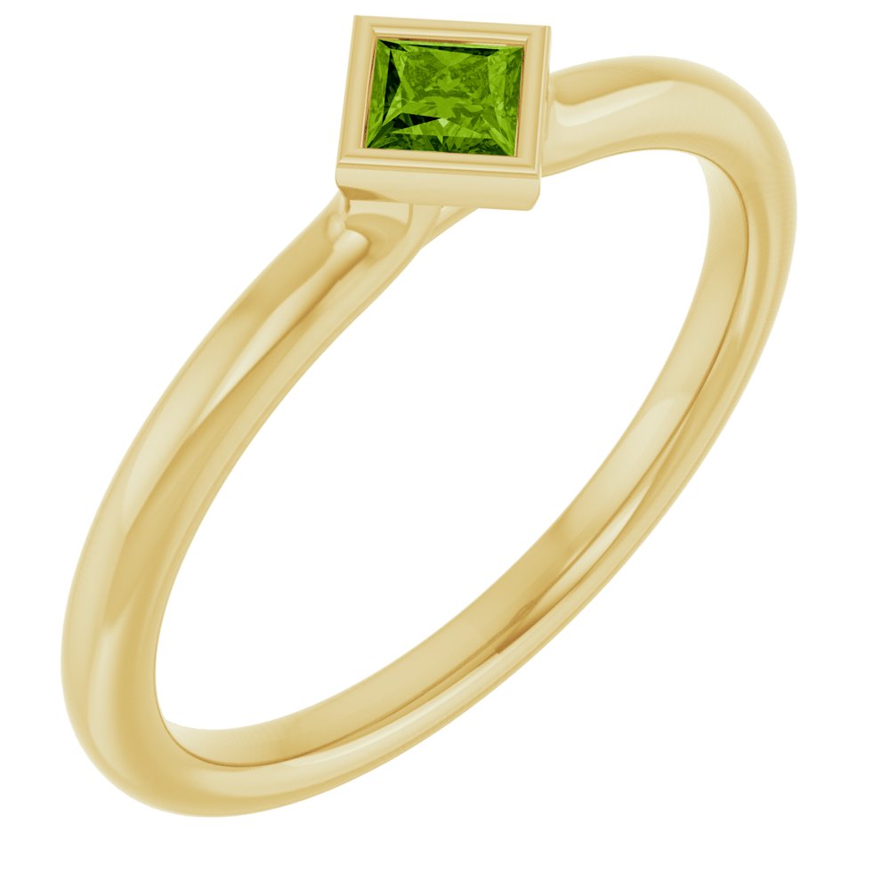 14K Yellow Natural Peridot Stackable Ring