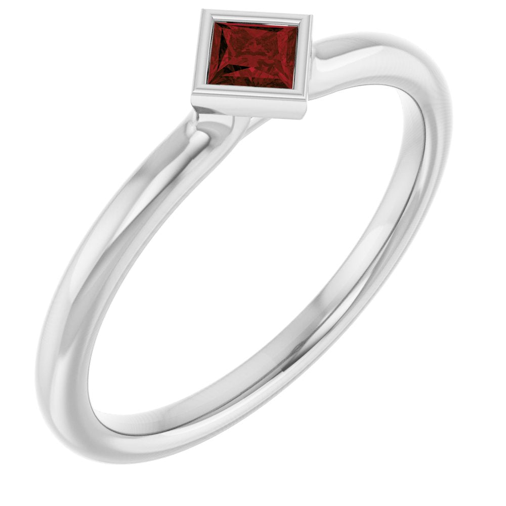 Sterling Silver Natural Mozambique Garnet Stackable Ring