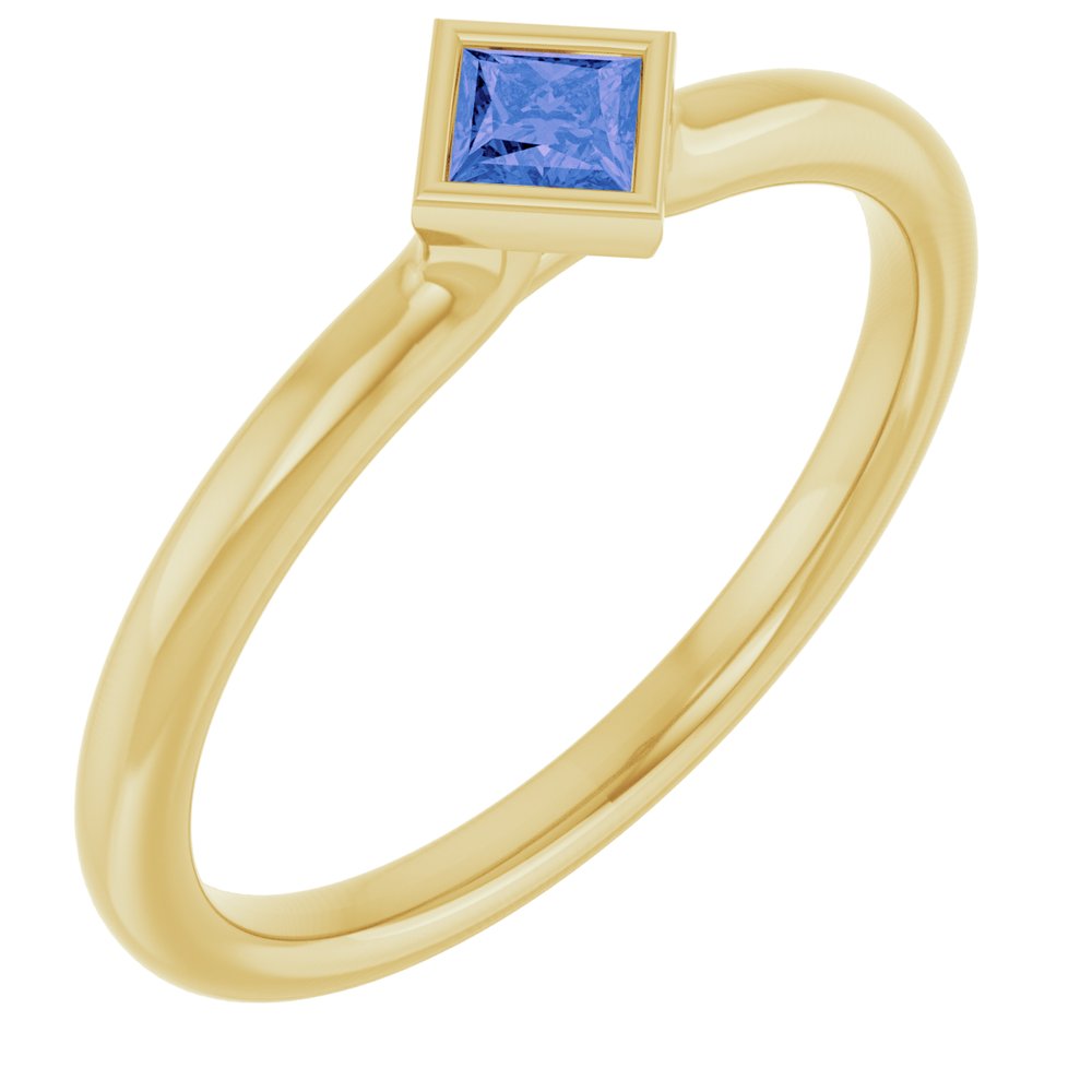 14K Yellow Natural Tanzanite Stackable Ring