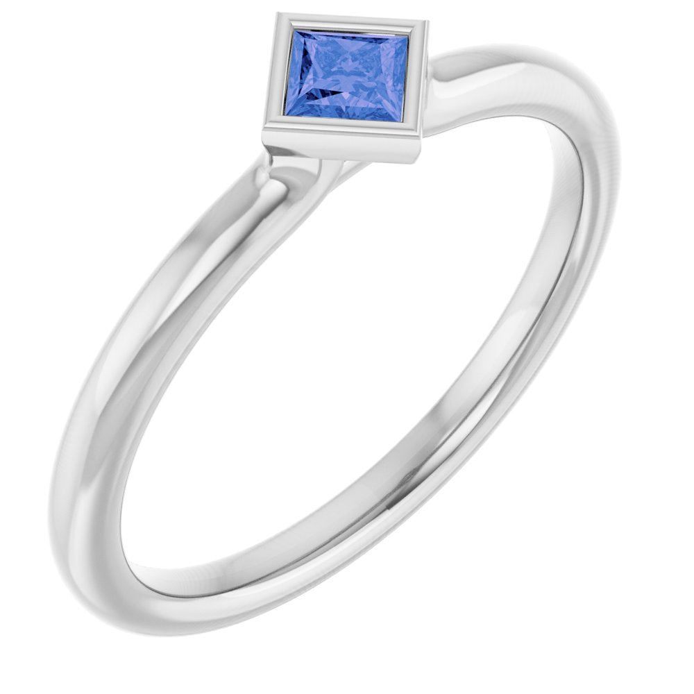 Platinum Natural Tanzanite Stackable Ring