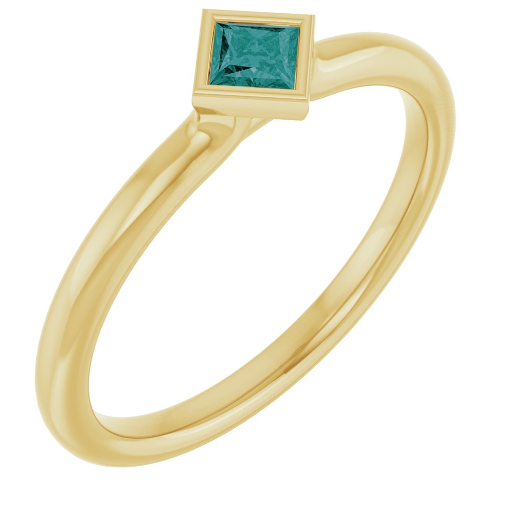 14K Yellow Lab-Grown Alexandrite Stackable Ring