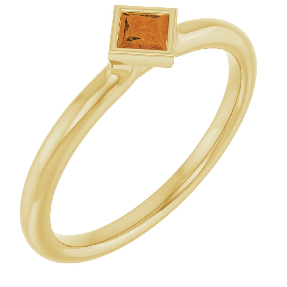 14K Yellow Natural Citrine Stackable Ring