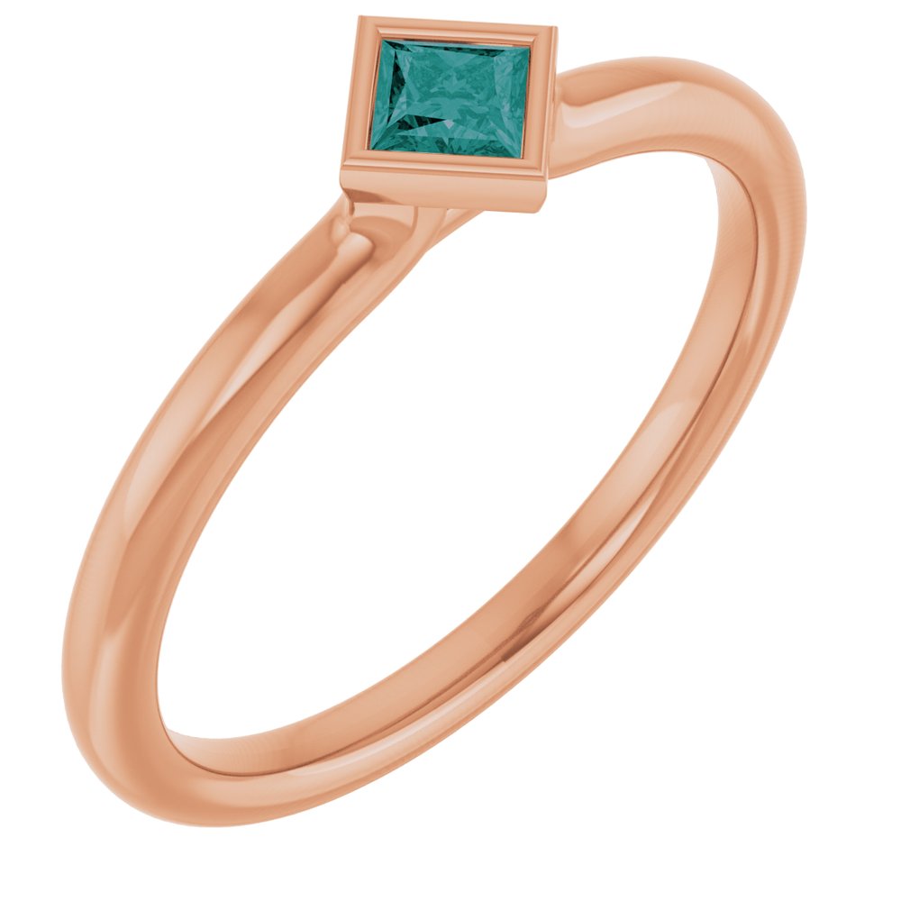 14K Rose Lab-Grown Alexandrite Stackable Ring