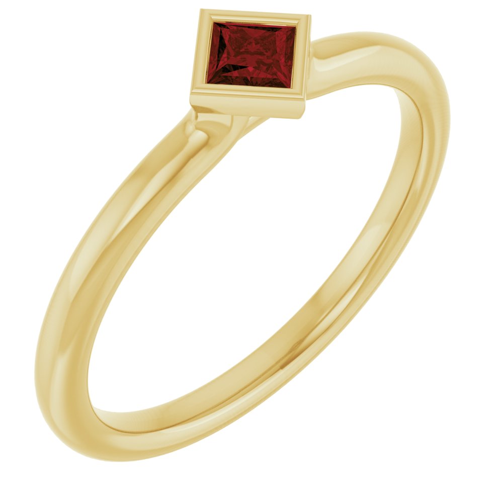 14K Yellow Natural Mozambique Garnet Stackable Ring