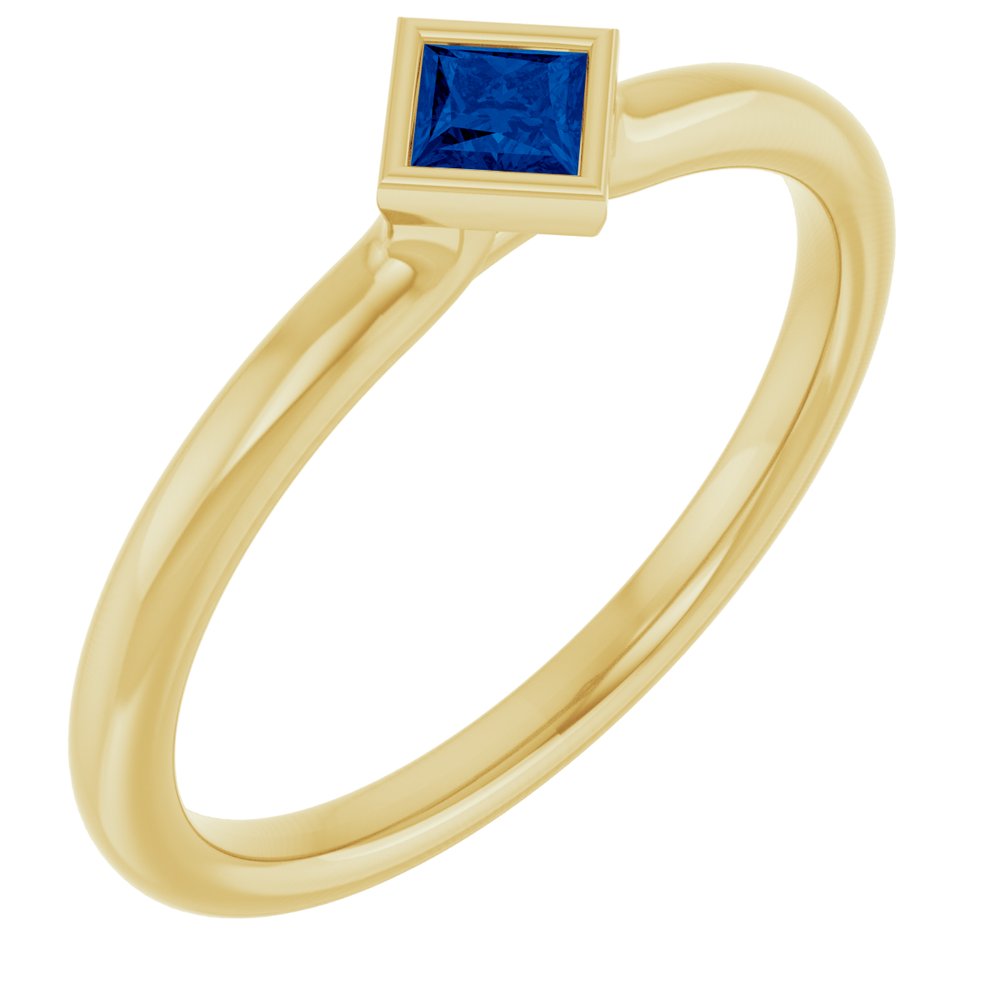 14K Yellow Lab-Grown Blue Sapphire Stackable Ring