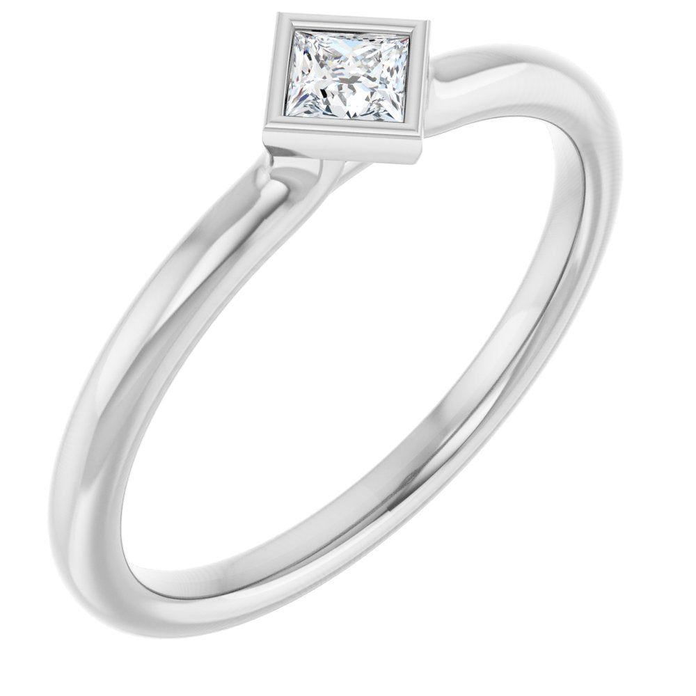 14K White Natural White Sapphire Stackable Ring