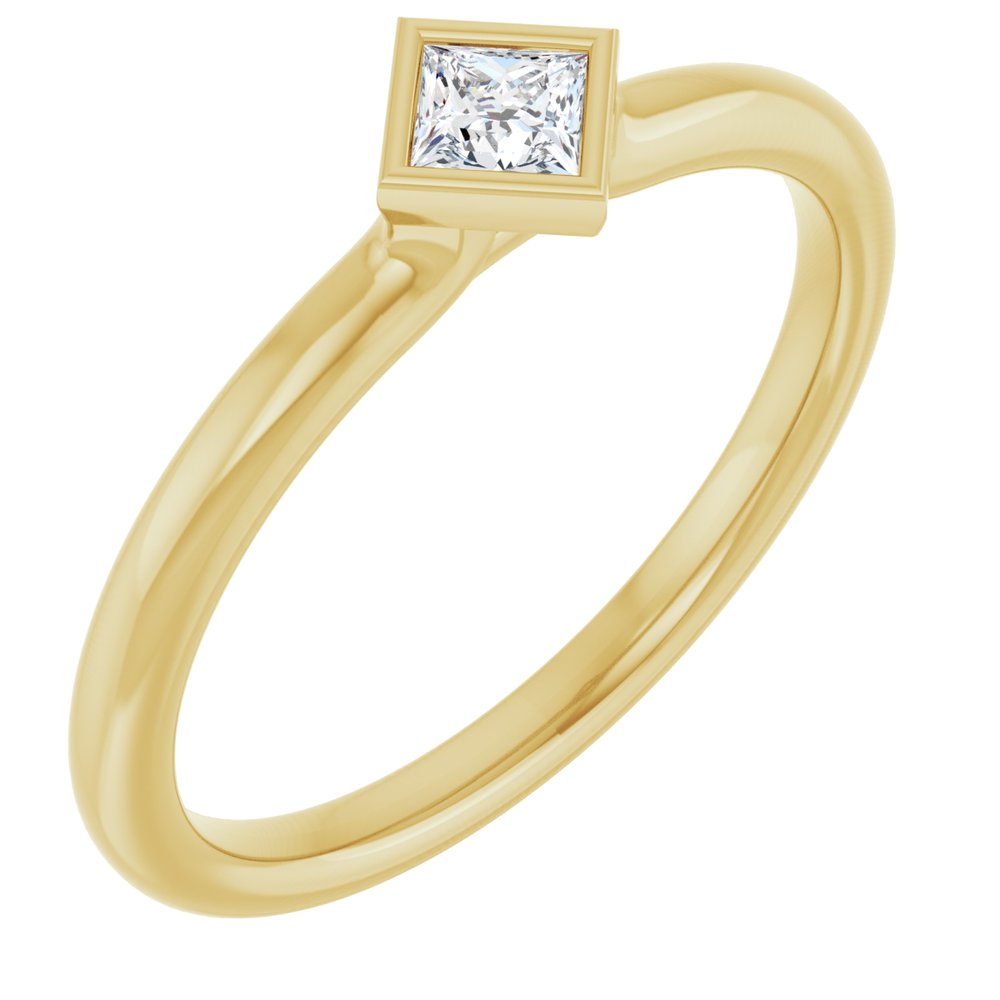 14K Yellow Natural White Sapphire Stackable Ring