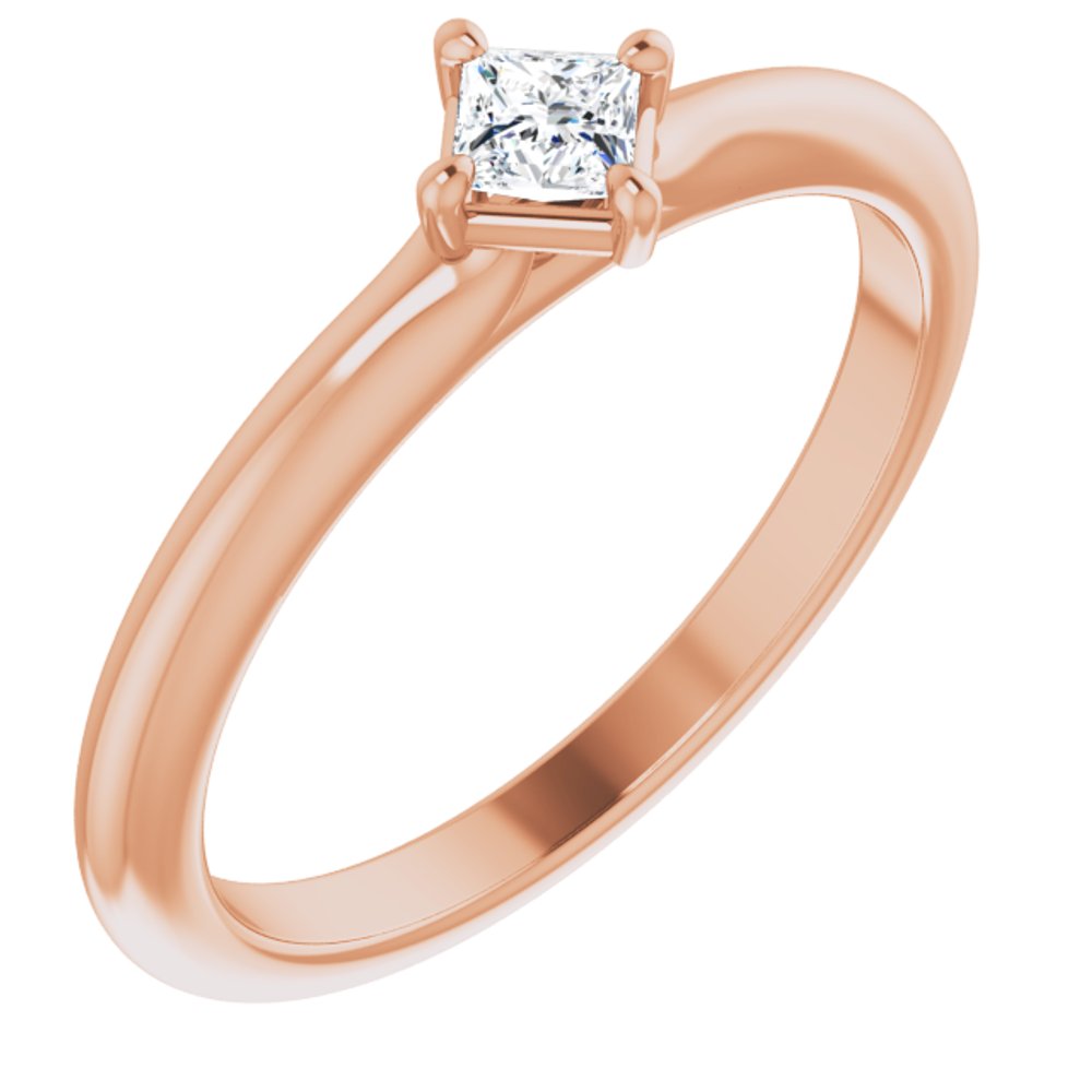 14K Rose 1/6 CTW Natural Diamond Solitaire Ring